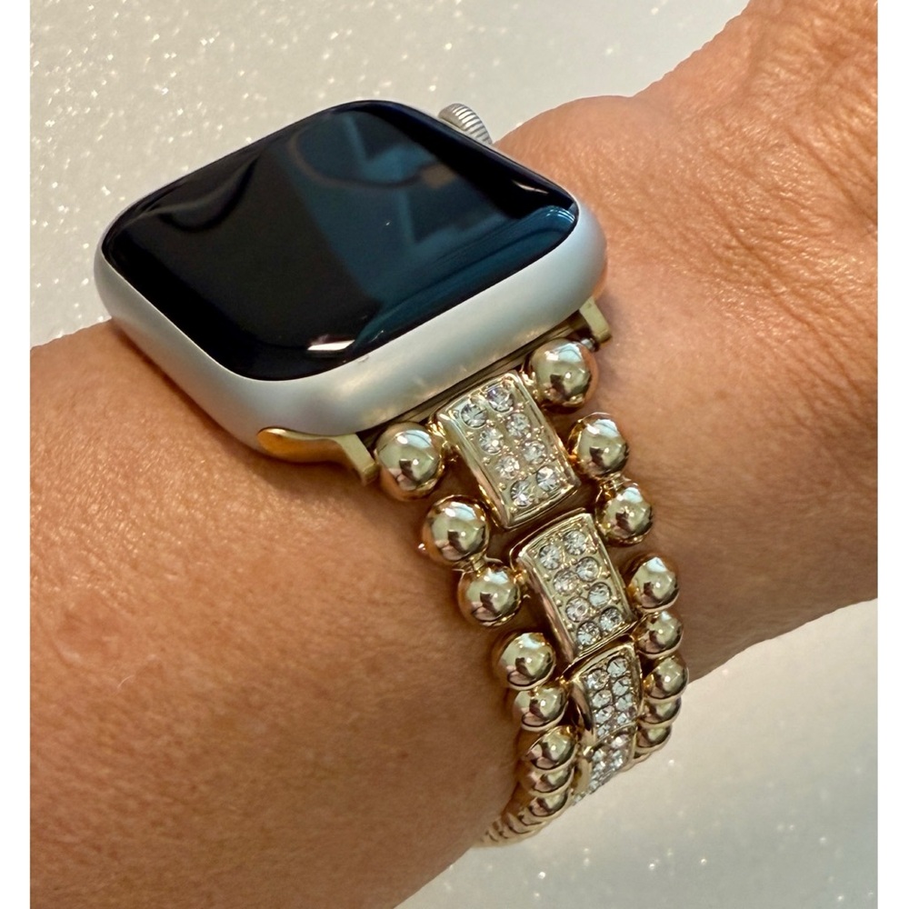 Apple Watch Band Gold Swarovski Crystals Set in Stainless Steel 38mm-49mm